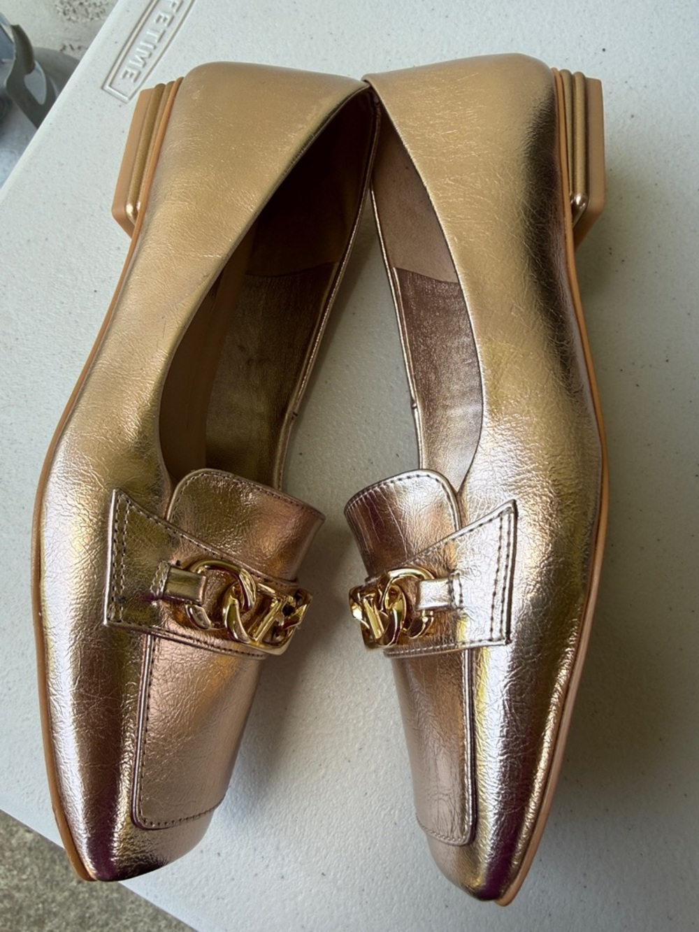 Franco Sarto Women’s Tiari Metallic Rose Gold Square Toe Gold Chain Flats 7 - Picture 15 of 17